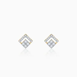 Gold Rhombus Sparkle Lab Grown Diamond Earrings