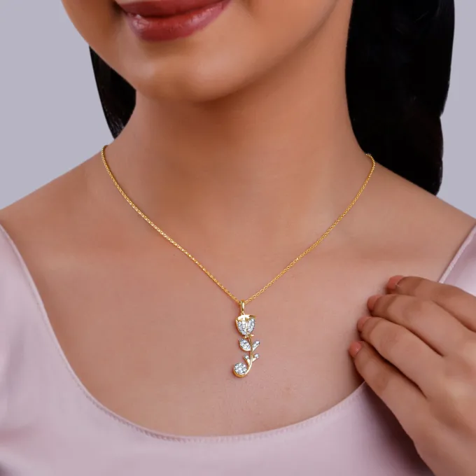 Gold Rose Reverie Lab Grown Diamond Pendant