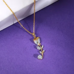 Gold Rose Reverie Lab Grown Diamond Pendant