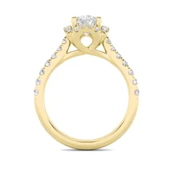 Gold Round Cut Halo Solitaire Diamond Ring