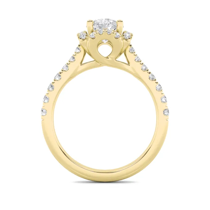 Gold Round Cut Halo Solitaire Diamond Ring
