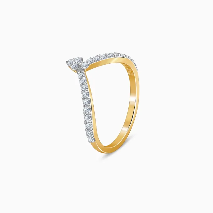 Gold Scallop Shine Lab Grown Diamond Ring