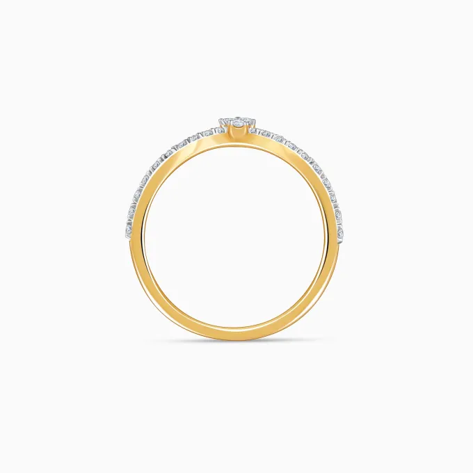 Gold Scallop Shine Lab Grown Diamond Ring