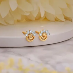Gold Serenity Floral Lab Grown Diamond Earrings
