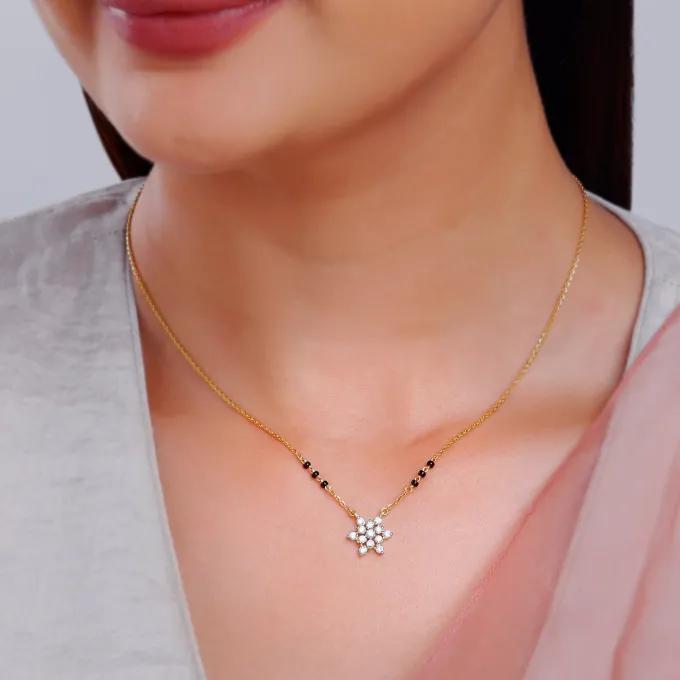 Gold Shubh Lagn Lab Grown Diamond Mangalsutra