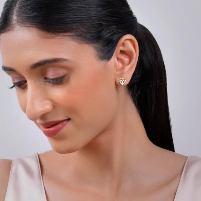 Gold Sleek Leaf Lab Grown Diamond Studs