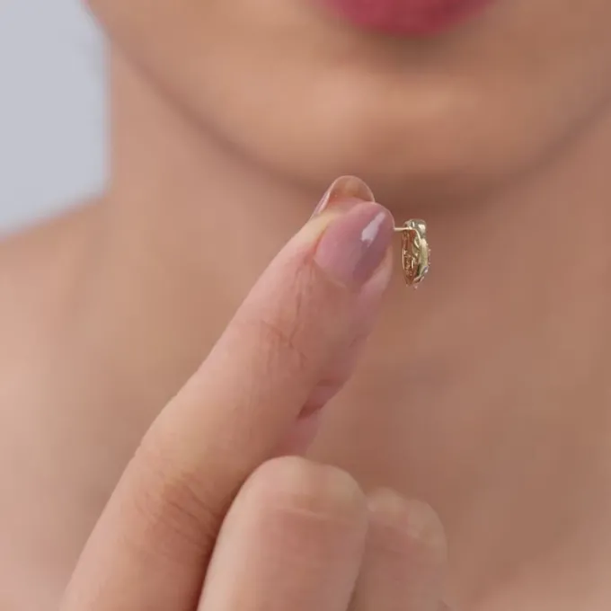 Gold Sleek Leaf Lab Grown Diamond Studs