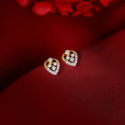 Gold Sleek Leaf Lab Grown Diamond Studs