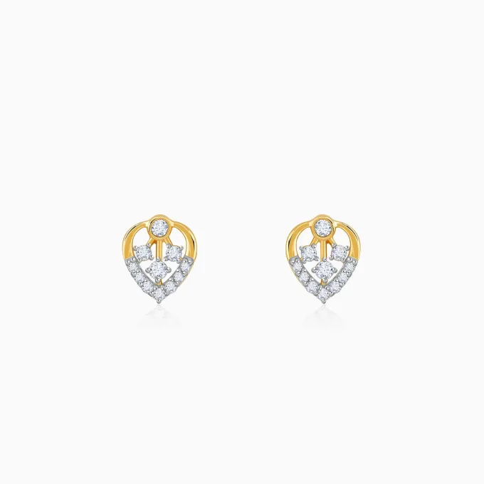 Gold Sleek Leaf Lab Grown Diamond Studs