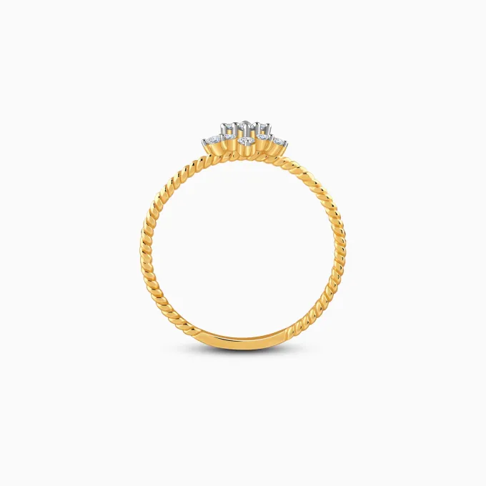 Gold Snowflake Beaded Lab Grown Diamond Ring