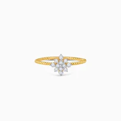 Gold Snowflake Beaded Lab Grown Diamond Ring