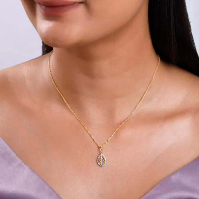 Gold Solene Tear Lab Grown Diamond Pendant