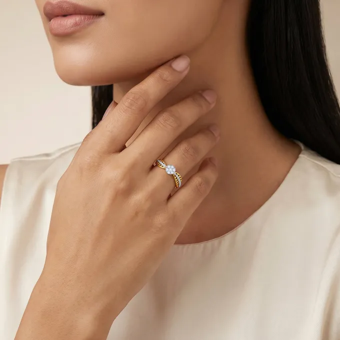 Gold Solstice Weave Lab Grown Diamond Ring (Size 12)