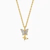 Gold Sparkling Butterfly Lab Grown Diamond Pendant