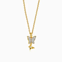 Gold Sparkling Butterfly Lab Grown Diamond Pendant