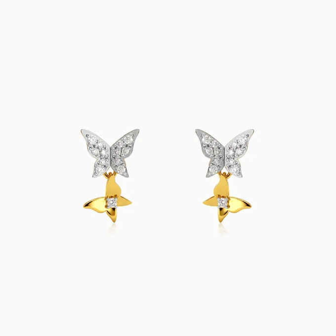 Gold Sparkling Butterfly Lab Grown Diamond Earrings