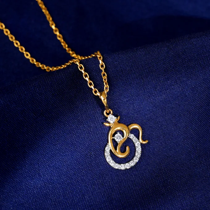 Gold Spiritual Ganesha Lab Grown Diamond Pendant