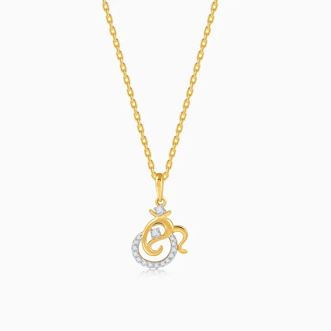 Gold Spiritual Ganesha Lab Grown Diamond Pendant