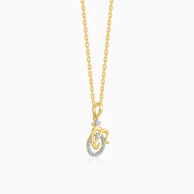 Gold Spiritual Ganesha Lab Grown Diamond Pendant