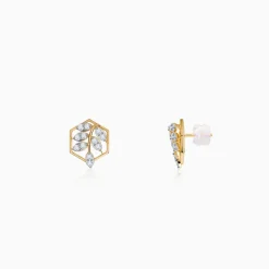 Gold Spring Leaf Lab Grown Diamond Studs