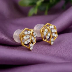 Gold Spring Leaf Lab Grown Diamond Studs