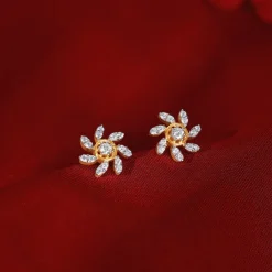 Gold Sunlit Petals Lab Grown Diamond Earrings