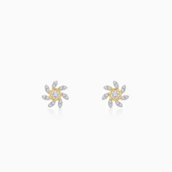 Gold Sunlit Petals Lab Grown Diamond Earrings