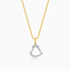 Gold Swaying Heart Lab Grown Diamond Pendant