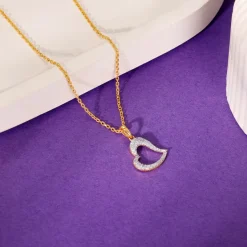 Gold Swaying Heart Lab Grown Diamond Pendant