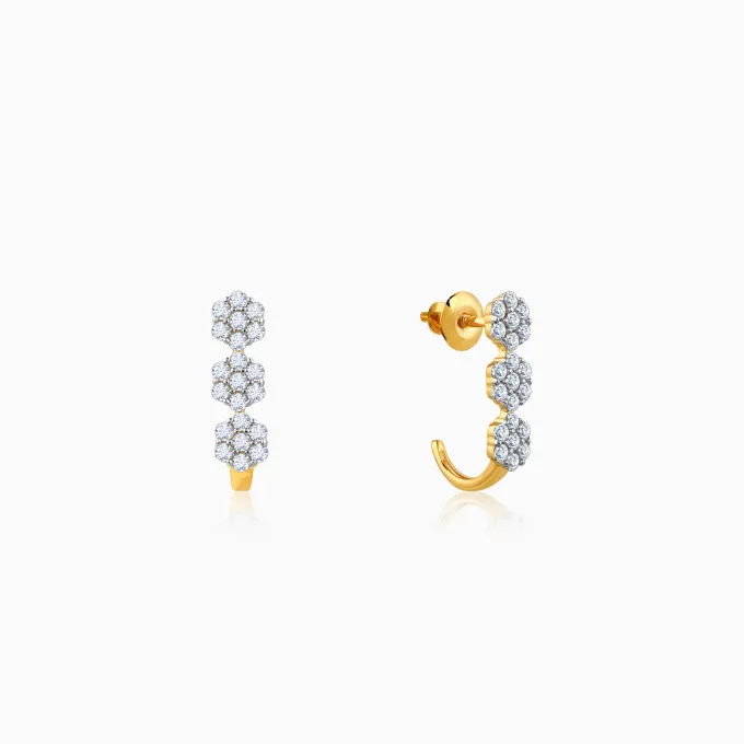 Gold Sweet Alyssum Diamond Earrings