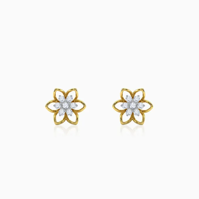 Gold Sweet Flower Lab Grown Diamond Earrings