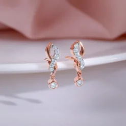 Gold Swirling Lab Grown Diamond Earrings