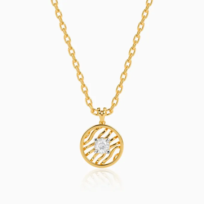 Gold Threaded Orbit Lab Grown Diamond Pendant