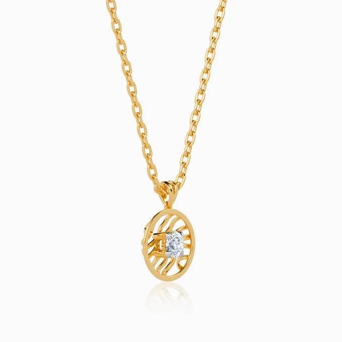 Gold Threaded Orbit Lab Grown Diamond Pendant