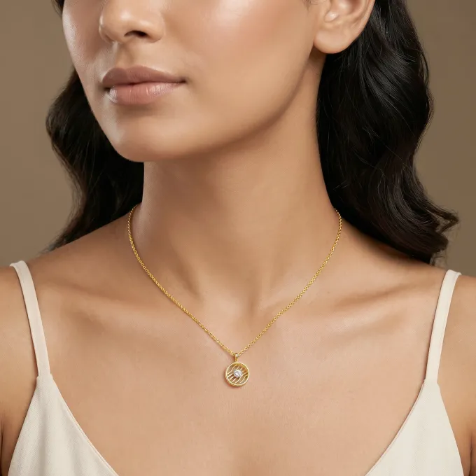 Gold Threaded Orbit Lab Grown Diamond Pendant