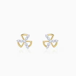 Gold Threefold Flora Lab Grown Diamond Earrings