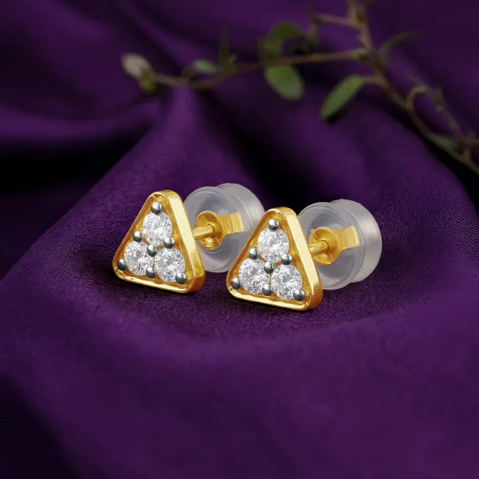 Gold Trigon Lab Grown Diamond Earrings