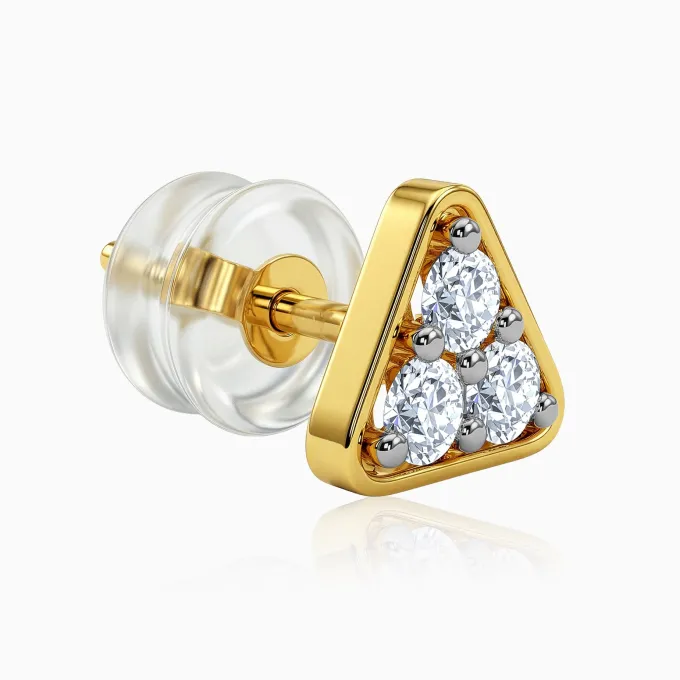 Gold Trigon Lab Grown Diamond Earrings