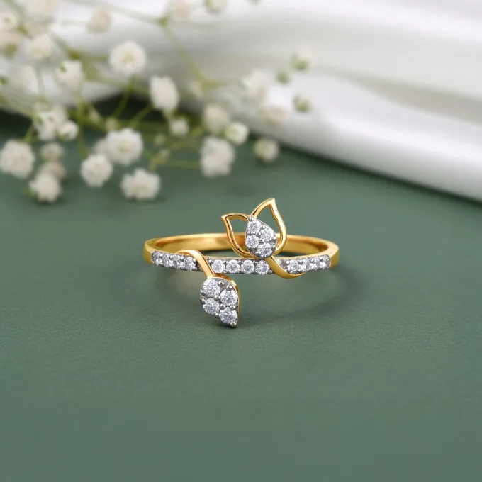 Gold Tulip Whisper Lab Grown Diamond Ring (Size 12)