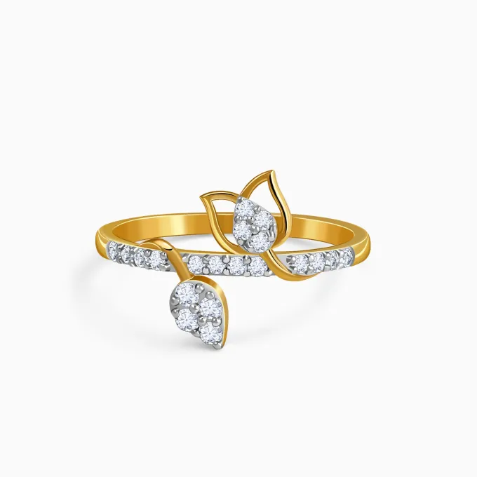 Gold Tulip Whisper Lab Grown Diamond Ring (Size 12)