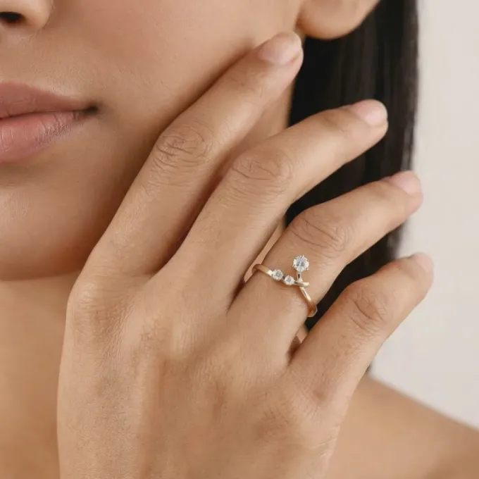 Gold Twin Arc Lab Grown Diamond Ring