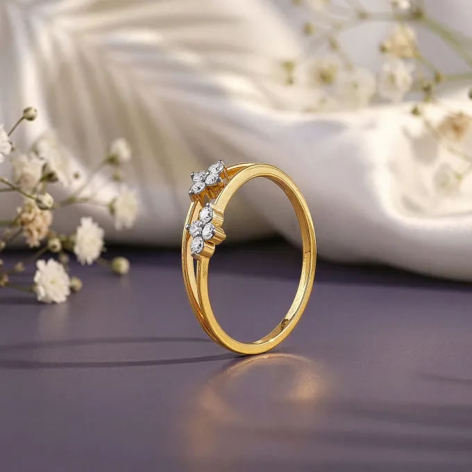 Gold Twin Bloom Lab Grown Diamond Ring (Size 12)