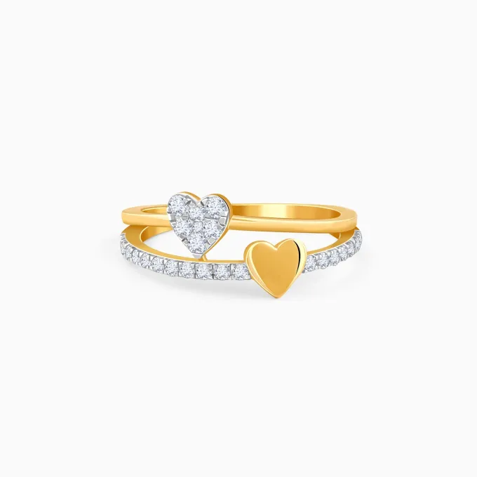 Gold Twin Hearts Lab Grown Diamond Ring