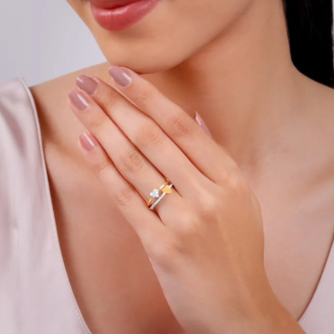 Gold Twin Hearts Lab Grown Diamond Ring