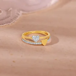 Gold Twin Hearts Lab Grown Diamond Ring