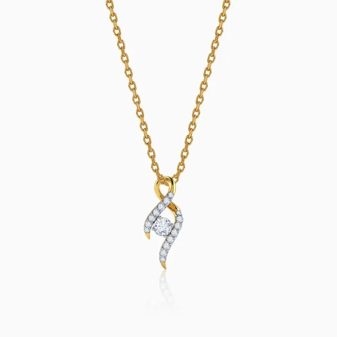 Gold Twisted Bud Lab Grown Diamond Pendant
