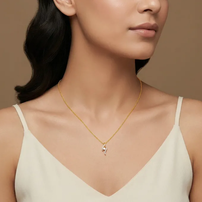 Gold Twisted Bud Lab Grown Diamond Pendant