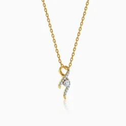 Gold Twisted Bud Lab Grown Diamond Pendant