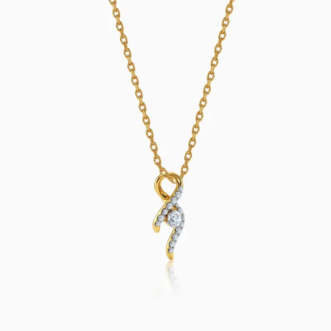 Gold Twisted Bud Lab Grown Diamond Pendant