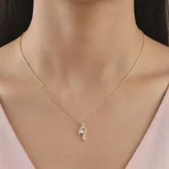 Gold Twisted Bud Lab Grown Diamond Pendant